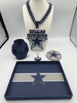 3D Printed Cowboys Fan Gear/ Sports Hype chain/ cowboys keychain/ coasters / Tray / pencil holder