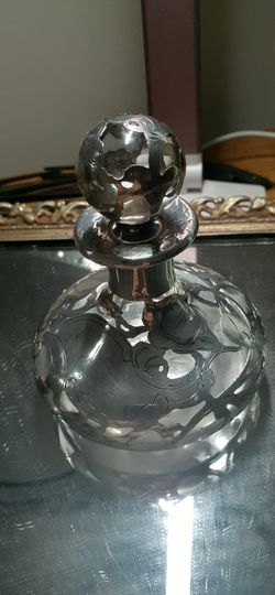 Antique silver overlay perfume bottle