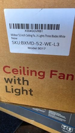 Mildear 52-Inch Ceiling Fan with Light, White