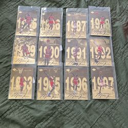 1998 Michael Jordan Upper Deck Gatorade Complete Set Of 12 Jumbo Gold Cards~RARE