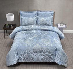 Sunshine Nicole Metallic Print Comforter Set, Distressed Velvet Face with Metallic Print and Brushed Solid Microfiber Reverse, with Light Weight Soft 