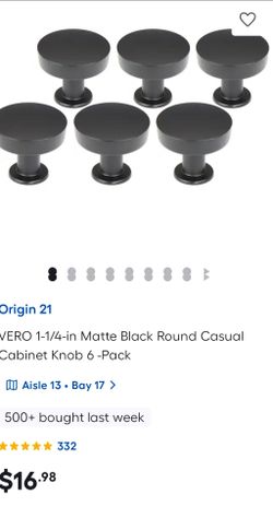 Origin 21 Matte Black Round Cabinet Knobs 6-Pack