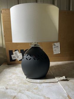 Modern Black Ceramic Table Lamp with White Fabric Shade