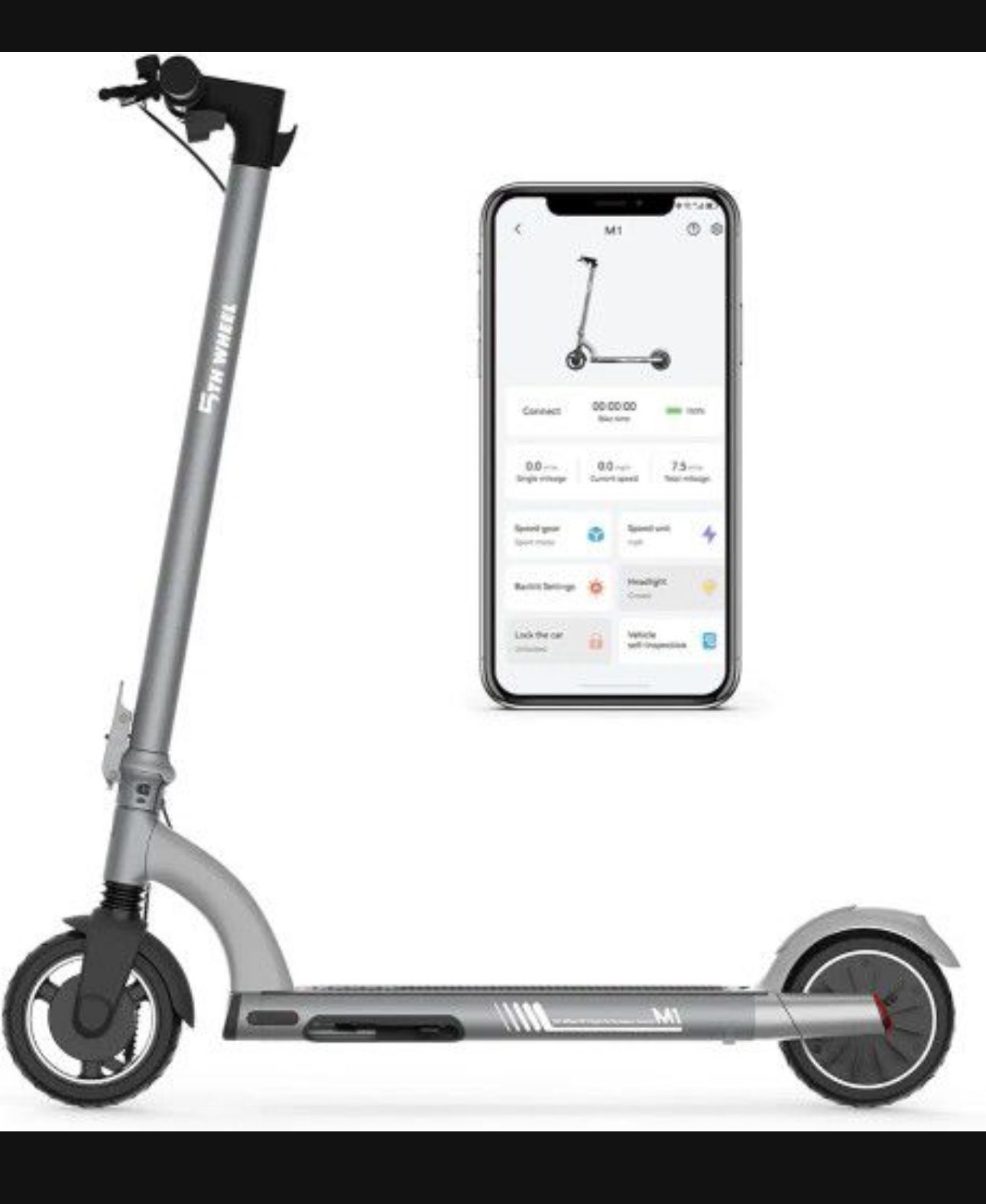 5TH WHEEL M1 Electric Scooter - 13.7 Miles Range & 15.5 MPH, 500W Peak Motor, 8" Inner-Support Tires, Triple Braking System, Foldable Electric Scooter