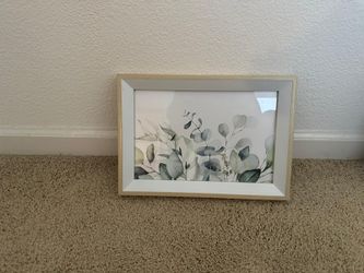 Framed Watercolor Eucalyptus Botanical Print – Light Wood Frame