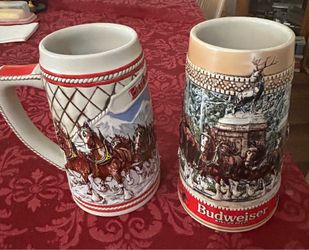 Collectible Budweiser beer steins