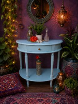Vintage Aqua Blue Entryway Table