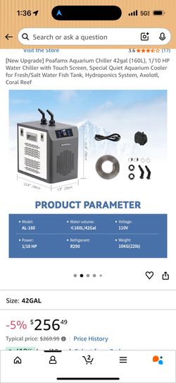 Poafamx Aquarium Chiller 42 Gallon