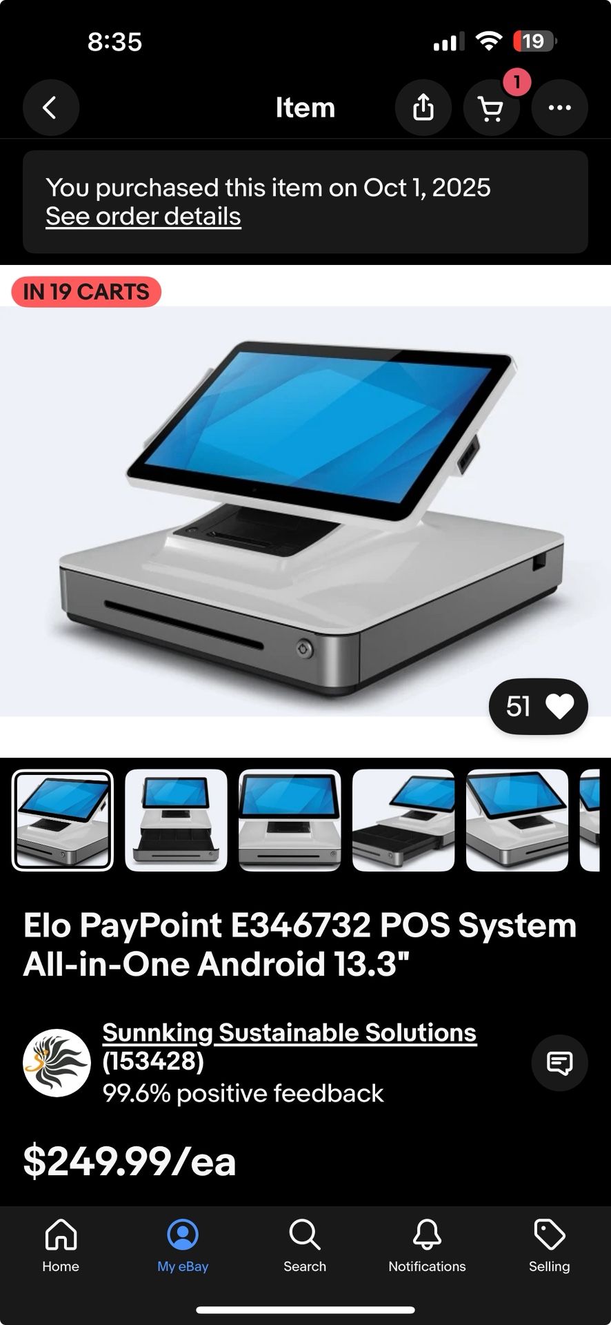 Elopoint All In One Android 13.3 POS Tablet Cash Drawer & Thermal Printer 