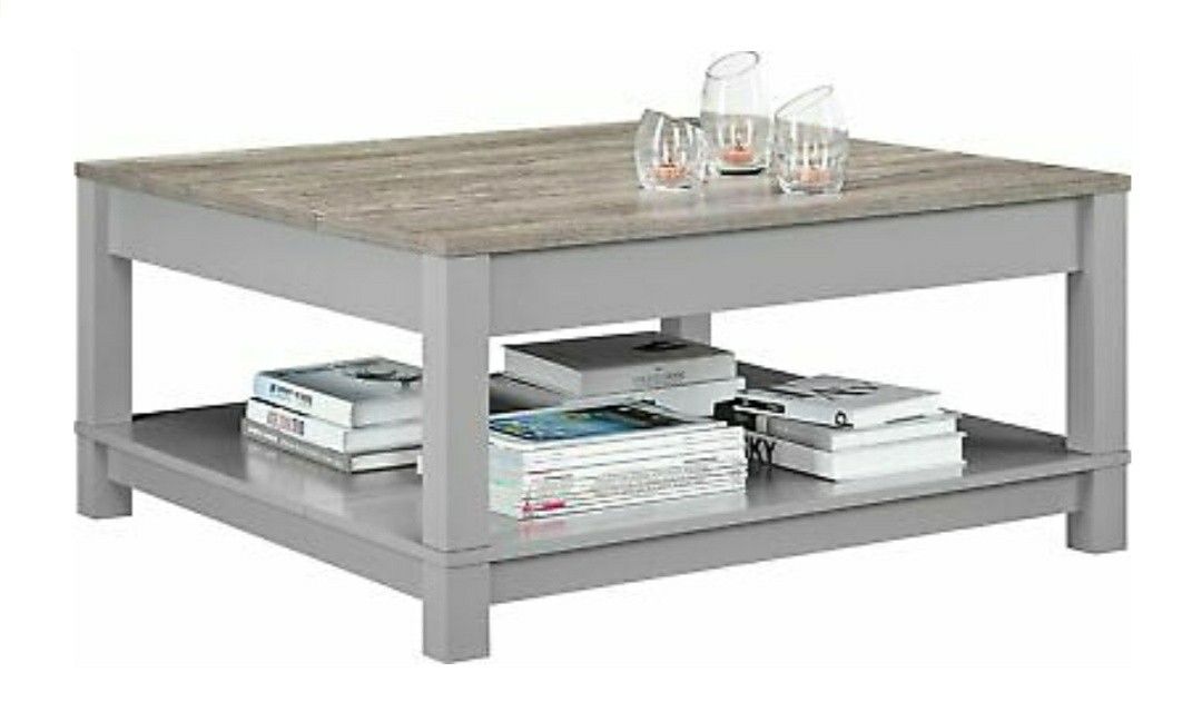 Square Gray Coffee Table for Living Room Area