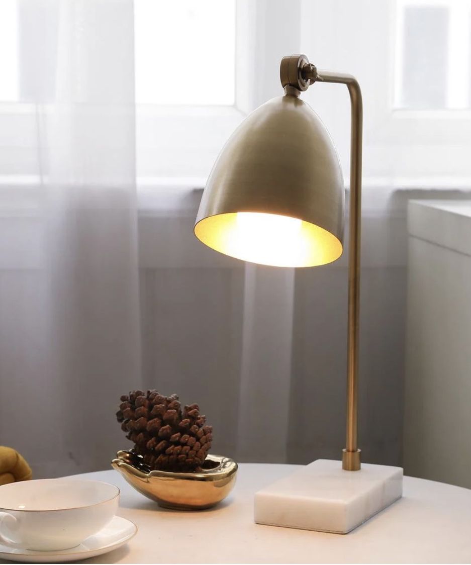 Antique Brass Lamp W/ Marble Base