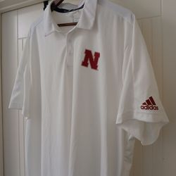 3XL Nebraska Cornhuskers Adidas Men's White 2019 Coaches Sideline Game Mode climalite Polo Shirt
