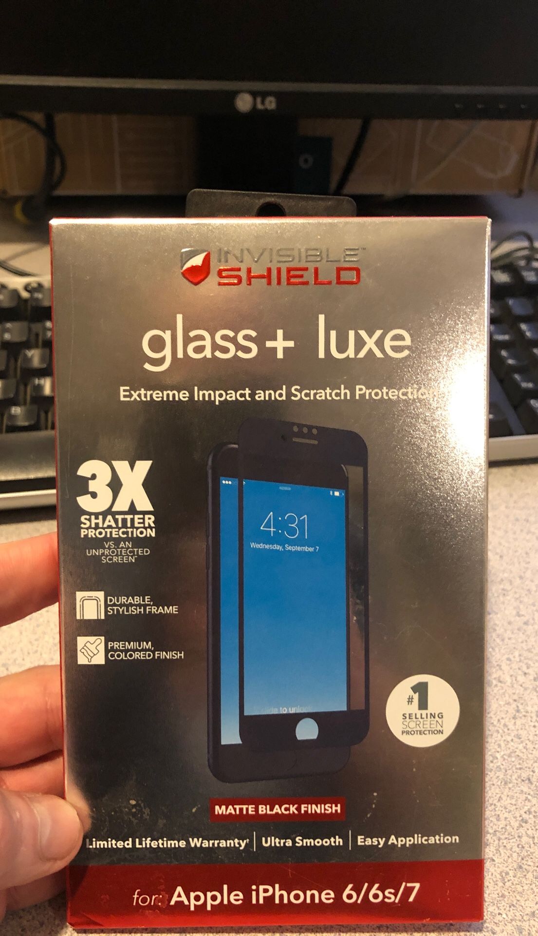 Zagg Invisible Shield - Glass Luxe Matte Black for iPhone 6/6s/7