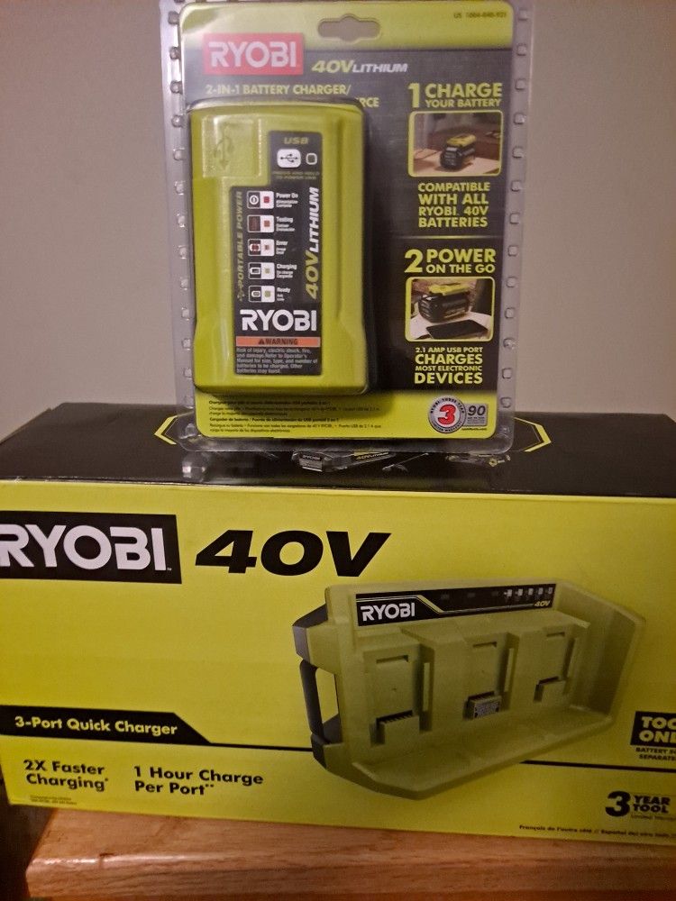 Brand New Ryobi 40v Quick Charge (Only) No Battery, 2x Faster Charging, 3 Ports, 1 Hour Charge Per Port $25