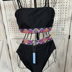 New size L Bikini Geometric Print High Waisted Bathing Suit