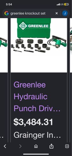 Greenlee Hydraulic Punch Driver Knockout Set