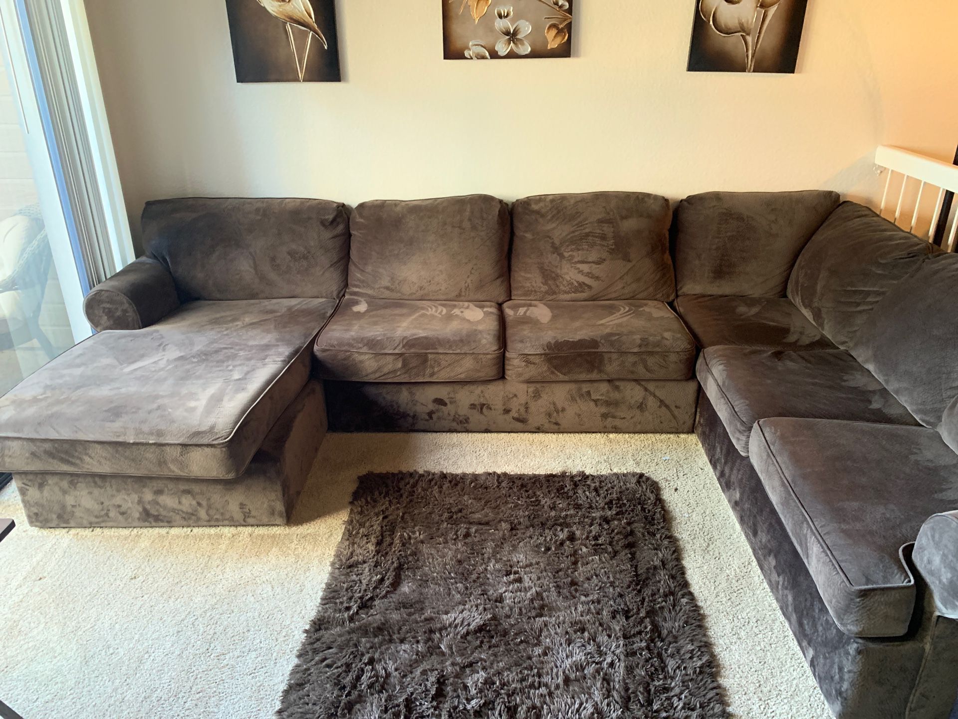 Large Sectional Couch (chocolate; microfiber) SOFT