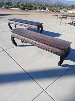 Vintage Hand-Carved Asian Low Coffe Table/Bench - Kang style