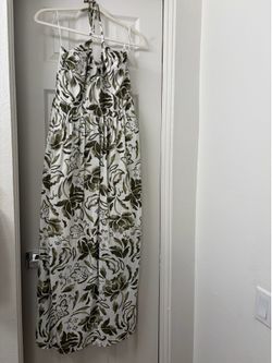 1 State White and Green Floral Maxi Dress - Medium