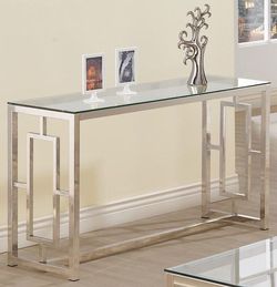 New chrome glass end table