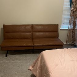 Mainstays Pillow Top Convertible Chair And Futon Faux  Leather Camel
