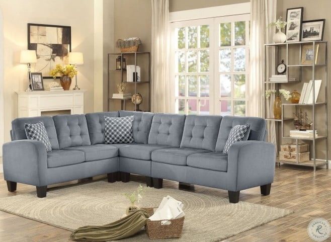 Brand new 107" x 84" grey or brown textured fabric corner sectional