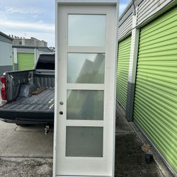 Exterior 8ft Impact Glass Door With PVC Frame 32x96