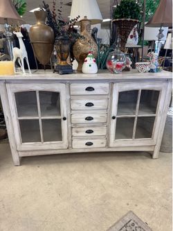 Beautiful distressed sideboard - 64” x 19”x 35.5”