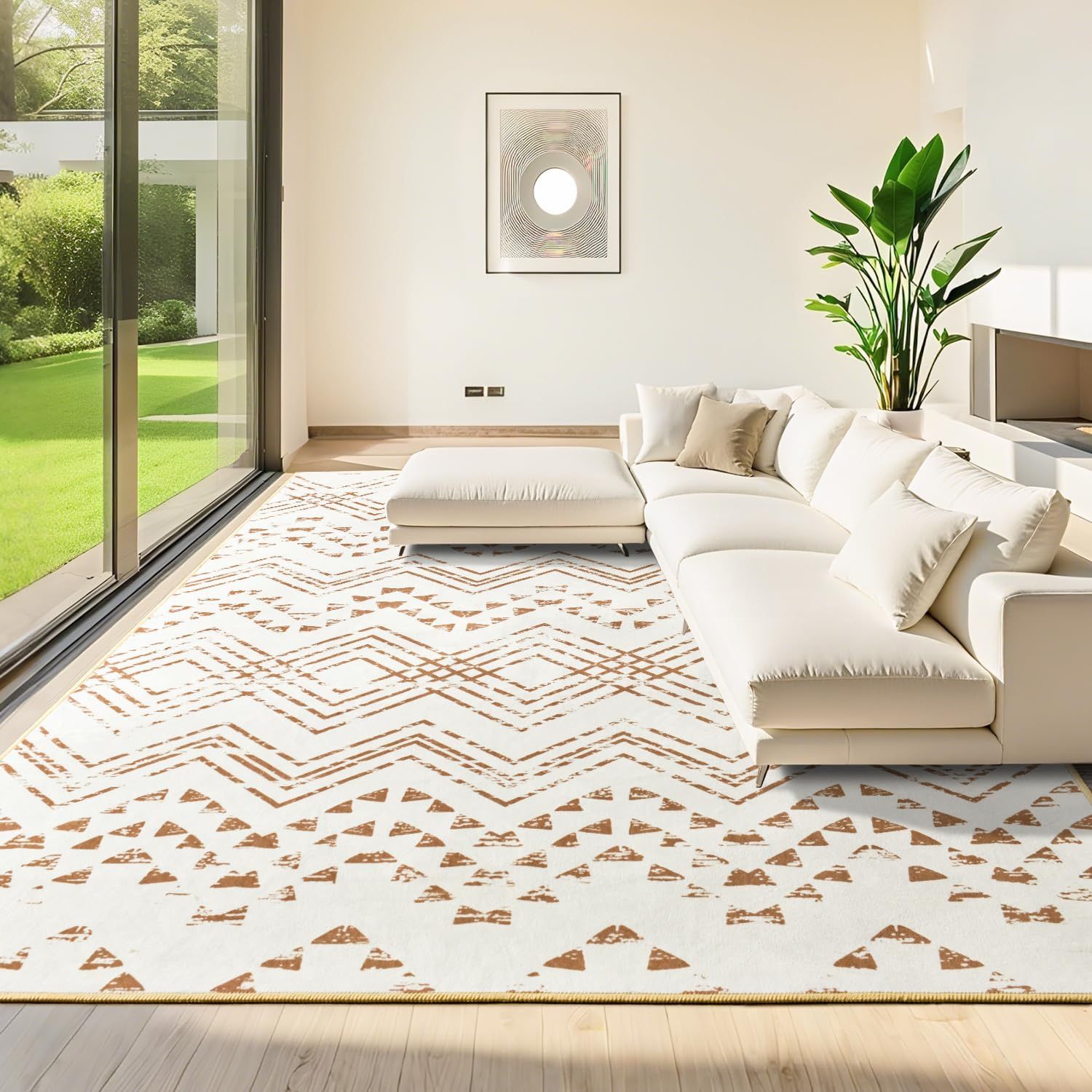 6x9 Soft Nonslip Boho Farmhouse Area Rug, Beige/Cream, NEW. $40 ea or 2/$70