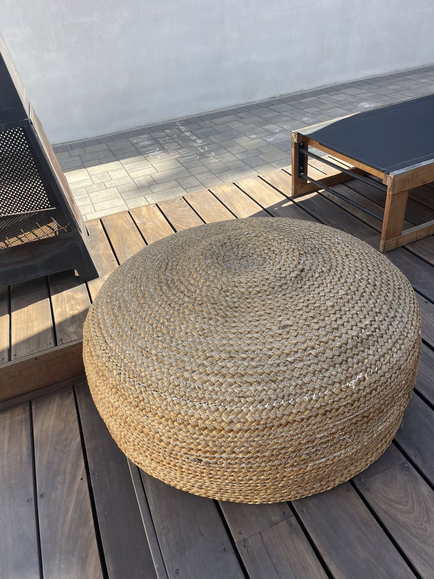CB2 - Outdoor Braided Natural Jute Pouf Large 30"