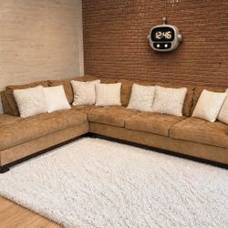 FREE DELIVERY NO DEPOSIT  Tan L Shaped Sectional With Chase