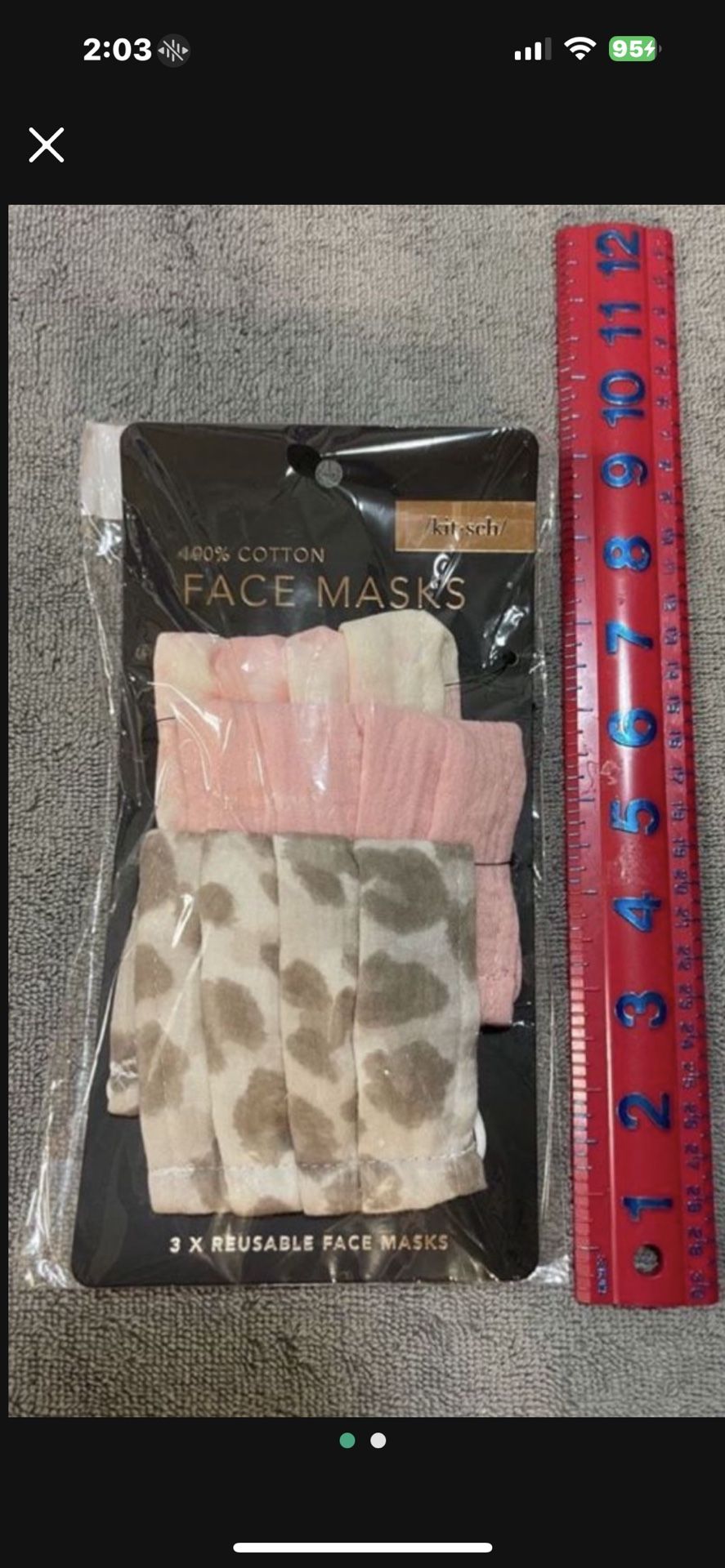 CA. KITSCH COTTON 3 REUSABLE FACE MASKS PACKAGE. HAVE 2.