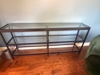 Long glass cabinet shelf - black