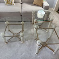 3 Piece Table Set Glass Top