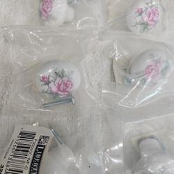 Rose White Ceramic Drawer Pulls