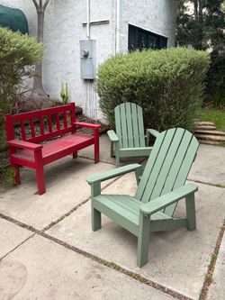 PICK UP IN SANTA MONICA TODAY - Outdoor Wood Adirondack Chairs and Bench Set