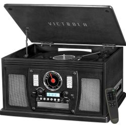 8in1 Victrola Record Player Bluetooth Radio Cd With Remote NEW