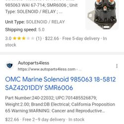 OMC VOLVO Solenoid SMR6006