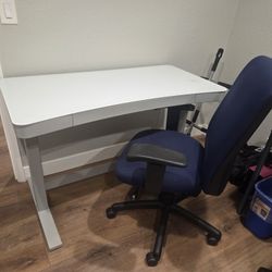 Glass Top Sit / Stand Desk And Office Chair