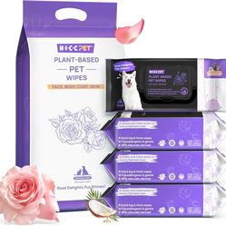 HICC PET Cleaning Deodorizing Wipes for Dogs & Cats, Vet Recommended Plant-Based Pet Grooming Wipes, Fermented Coconut Oil Grooming Paws, Body and But