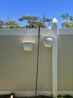 Wrought Iron Plant Hanger With 2 Plastic Pots