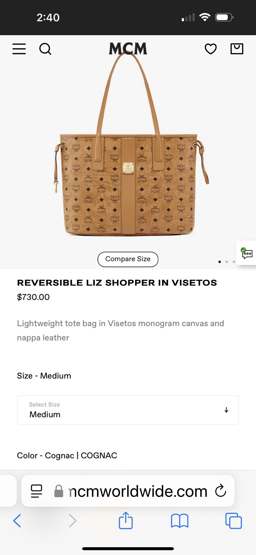 MCM medium Size Reversible Tote, Pouch And Wallet