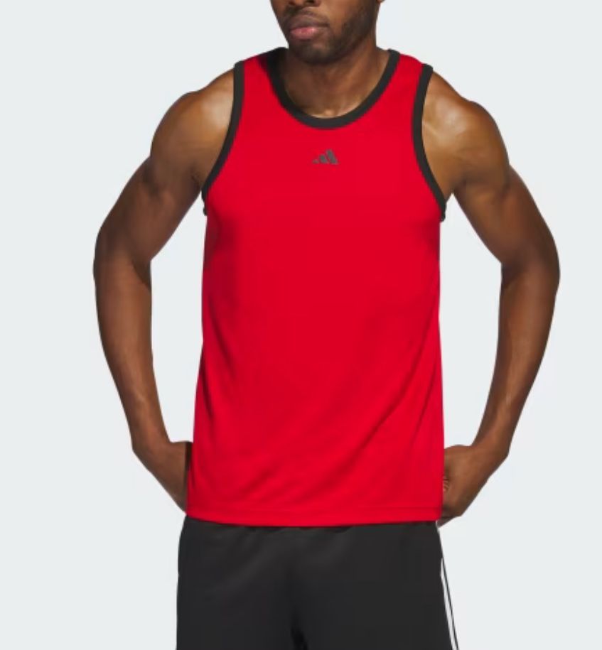 Adidas Men's sz L Red Basketball Tank Top Sleeveless Activewear