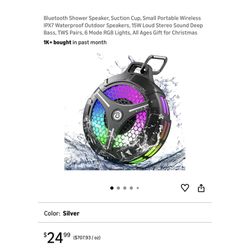 Brand new Bluetooth Shower Speaker, Suction Cup, Small Portable Wireless IPX7 Waterproof Outdoor Speakers, 15W Loud Stereo Sound Deep Bass, TWS Pairs,