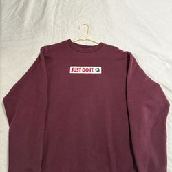 Vintage Maroon Nike Just Do It Box Logo Pullover Crewneck