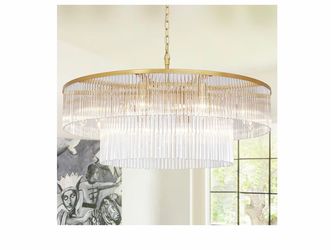 Glass Chandeliers for Dining Room 2-Tier Round