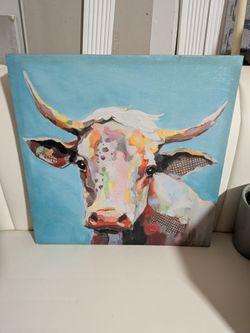 Colorful Cow Canvas Wall Art