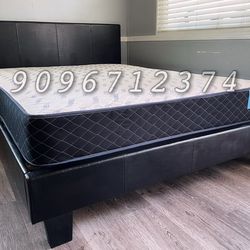 California king Expresso platform beds with orthopedic mattress included