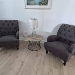 Pier 1 charcoal gray side accent chairs