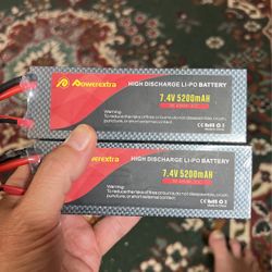 Two New 7.4 Volt 5200mah LiPo Batteries 